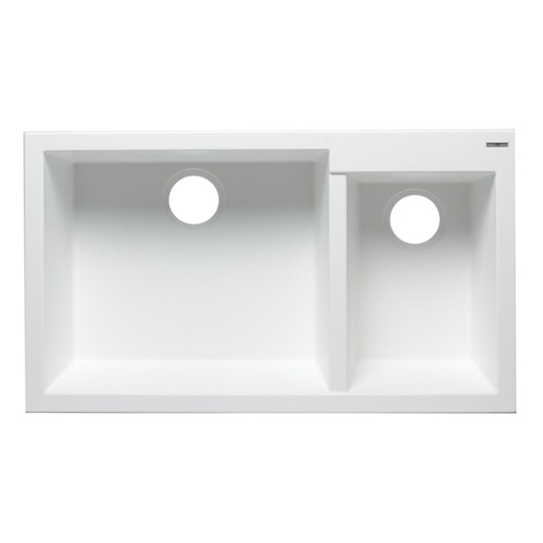 White 34 Dbl Bowl Undermount Granite Composite Kitchen Sink